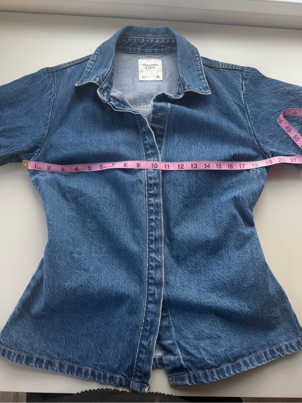 Abercrombie & Fitch Denim Peplum Shirt Medium Wash M - Picture 10 of 14